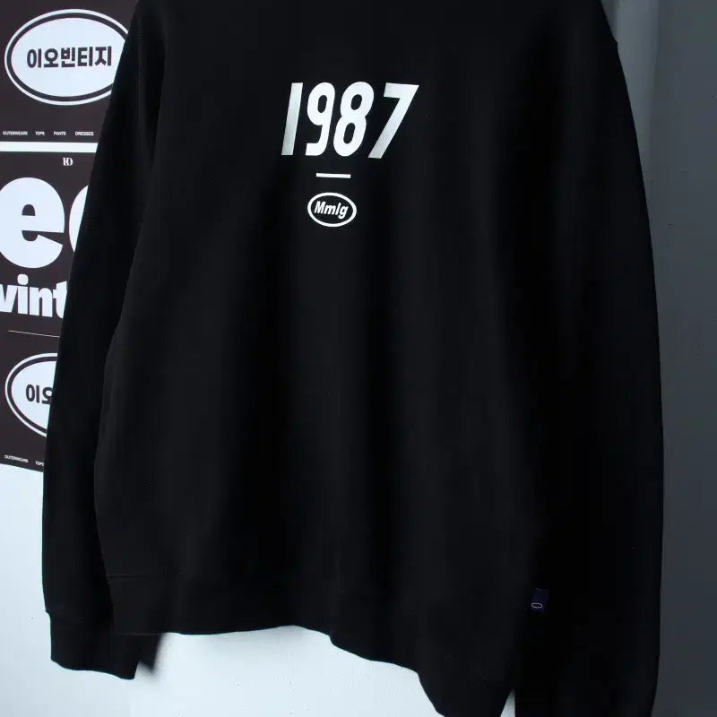 [BUNJANG] MMLG Sweatshirt Center Logo Black Old School / (S-M) 엠엠엘지 맨투맨 티셔츠 센터로고 블랙 올드스쿨-H37350