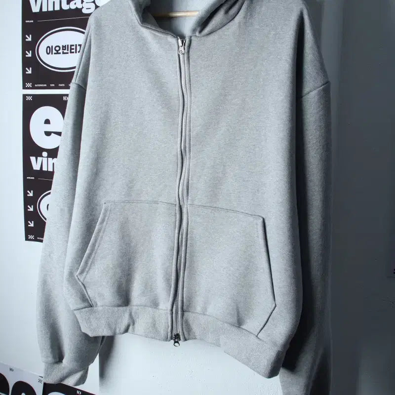 [BUNJANG] Underoff Two-Way Plain Grey Oversized Hoodie Zip-Up (XL) / (XL) 언더오프 후드집업 투웨이 무지 그레이 박시-H37355