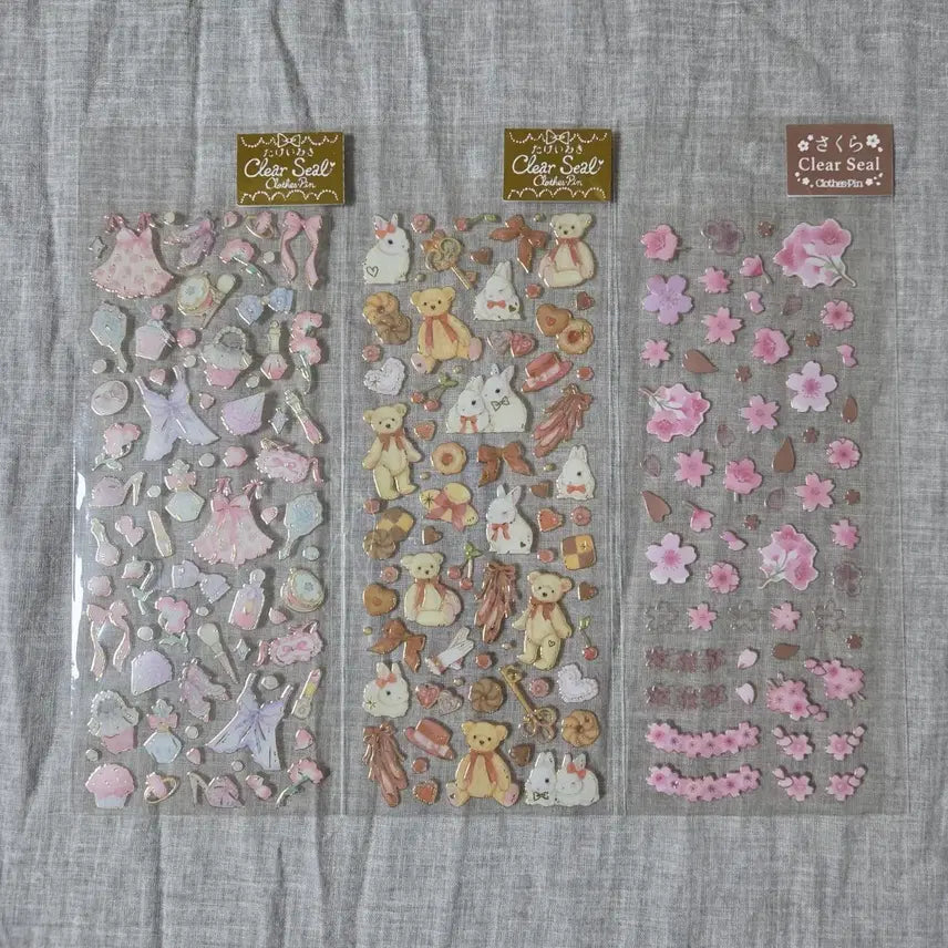 [BUNJANG] Closepin Clear Seal Sticker Set / 클로즈핀 클리어 씰 스티커 3종 일괄