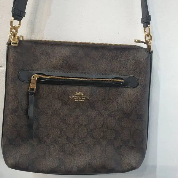 [BUNJANG] Coach Signature Pattern Brown Crossbody Bag / 코치 크로스백 브라운