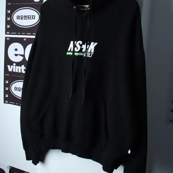 [BUNJANG] Nasty Kick Black Back Logo Oversized Hoodie / (L-XL) 네스티킥 후드티셔츠 백로고 블랙 박시 스트릿 기모-H37375