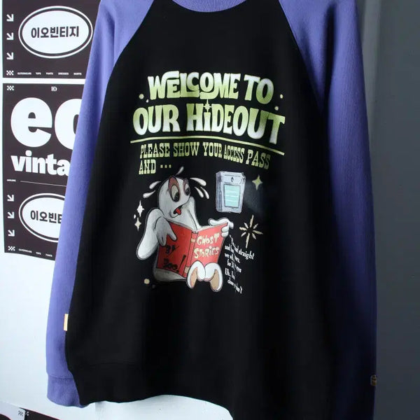 [BUNJANG] Main Booth Raglan Sweatshirt Purple Ghost Size 2XL / (2XL) 메인부스 맨투맨 티셔츠 나그랑 퍼플 고스트 3사이즈-H37404