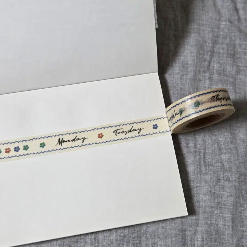 [BUNJANG] Glen Embroidery Day Masking Tape / 글렌 자수 요일 마스킹테이프