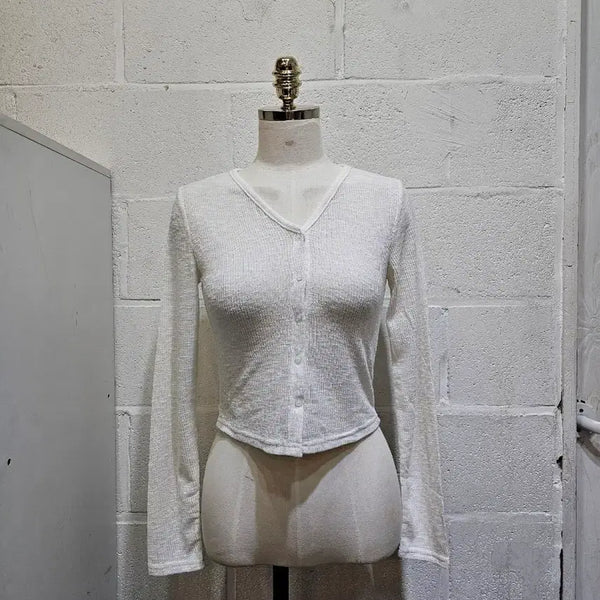 [BUNJANG] Sheer Knit Long Sleeve Cardigan - Ivory / 신축성 좋은 시스루 가디건 긴팔- 아이보리