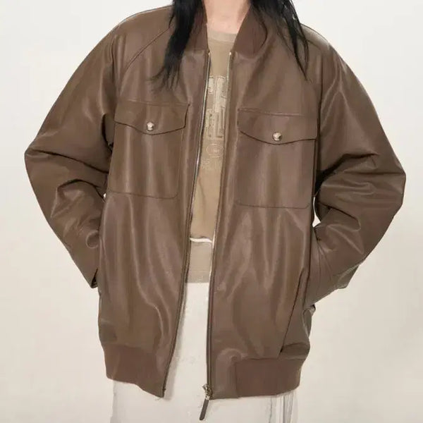 [BUNJANG] TIME by TIME 25SS Leather Flap Pocket Blouson Jacket / 한섬 25ss 타임 time 레더 플랩 포켓 블루종 프리