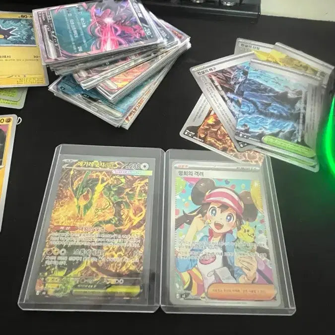 [BUNJANG] Pokemon Card - Storm Emerald Mega Rayquaza EX SAR / Nihilzero Myunghee's Encouragement SAR (Korean Edition) / 스톰 에메랄다 메가 레쿠쟈ex sar 니힐제로 명희의 격려 sar (한글판)