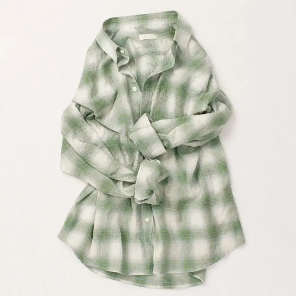 [BUNJANG] Moma Design Shirring Check Semi Over Shirt Green / [48(100)] 모마디자인 셔링 체크 셔츠 그린