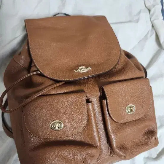 [BUNJANG] Coach Leather Backpack Brown / 코치 백팩 브라운