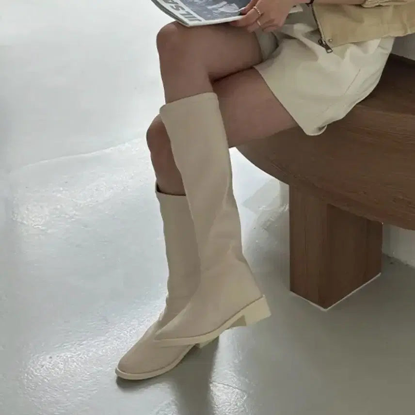 [BUNJANG] Ivory Long Boots / 아이보리 롱부츠