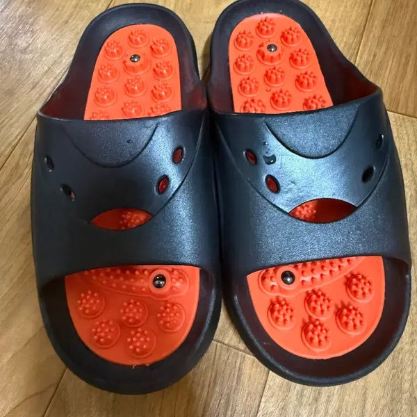 [BUNJANG] Massage Slippers (Black/Orange) / 마사지 슬리퍼 검정/주황
