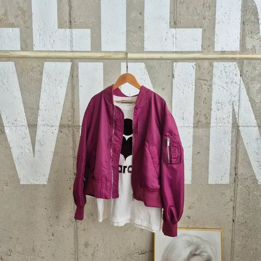 [BUNJANG] Karl Lagerfeld Burgundy Bomber Jacket / 칼라거펠트 와인색 봄버자켓