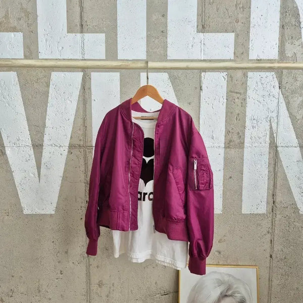 [BUNJANG] Karl Lagerfeld Burgundy Bomber Jacket / 칼라거펠트 와인색 봄버자켓