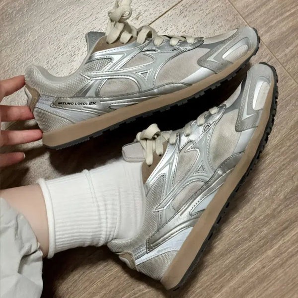 [BUNJANG] Mizuno LOGOs 60s 2K Sneakers White Silver / 미즈노 LOGOs 60s 2K 스니커즈