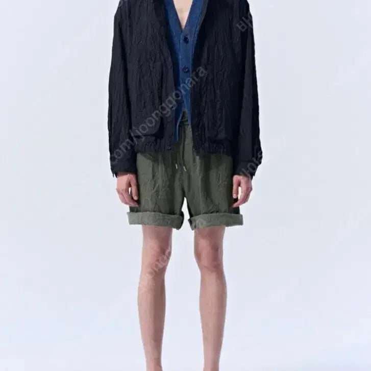 [BUNJANG] TIME HOMME Crinkle Check Hooded Outer Top / 한섬 타임옴므 크링클 체크 후드 아우터 탑