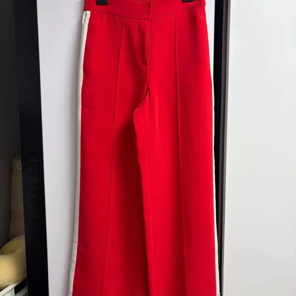[BUNJANG] At Corner Side Line Red Wide Pants / 앳코너 사이드 라인 레드 와이드 팬츠