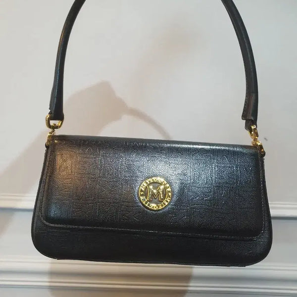 [BUNJANG] Metrogate Black Leather Shoulder Bag / 메트로시티   블랙 가죽 숄더백