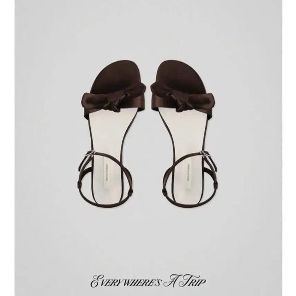 [BUNJANG] Without Summer Kohi Ribbon Sandals Brown 240 / 위드아웃썸머 kohi 리본 샌들 브라운240