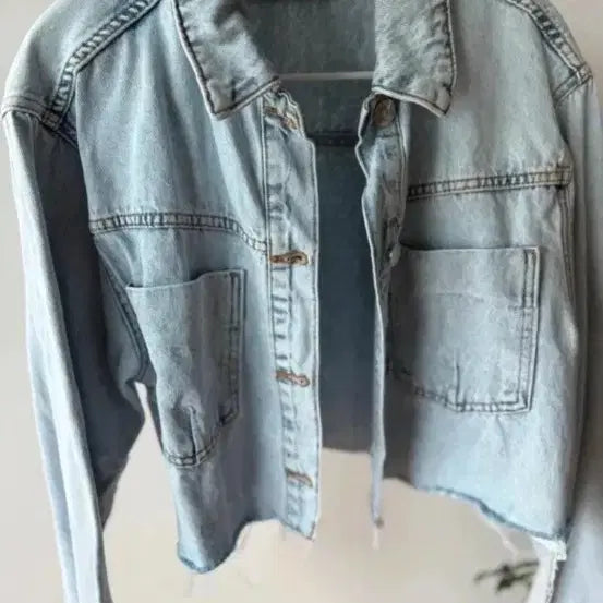 [BUNJANG] Zara Cropped Denim Jacket Light Blue Wash / 자라 데님 자켓 연청