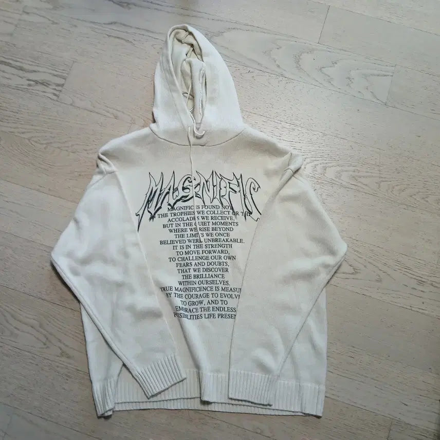 [BUNJANG] WEGO Graphic Print Knit Hoodie / 위고(wego)그래픽 프린트 니트 후드티