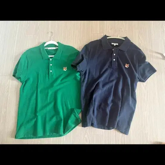 [BUNJANG] Maison Kitsuné Fox Head Polo Shirt Green/Navy Large / 메종키츠네 폭스헤드 폴로티 그린 ,네이비 라지사이즈