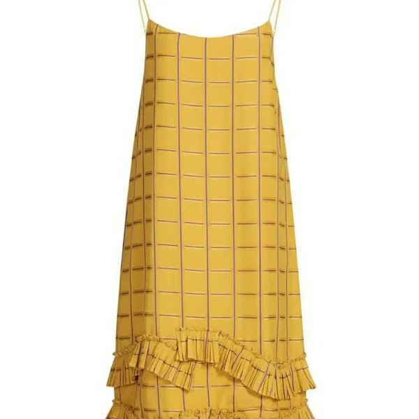 [BUNJANG] Check Pattern Shirring Long Dress Yellow / [새상품]럭키슈에뜨 체크 패턴 셔링  원피스 옐로우