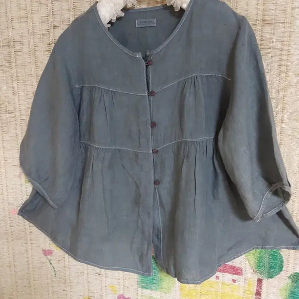 [BUNJANG] Linen Blend Blouse Charcoal / 새제품급)린넨 블라우스 챠콜