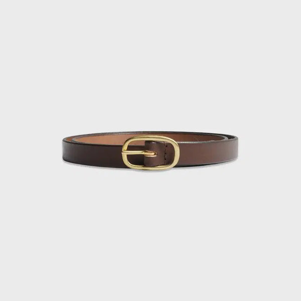 [BUNJANG] MAXIMUM HENRY Very Slim Oval Belt Dark Brown/Brass M / [맥시멈 헨리] MAXIMUM HENRY - Very Slim Oval Belt - Dark Brown/Brass M