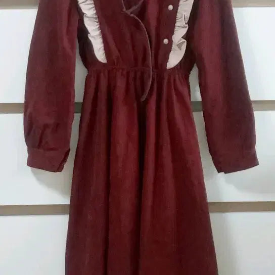 [BUNJANG] Burgundy Frill A-Line Dress / 55]"*버건디 프릴 A라인가을원피스