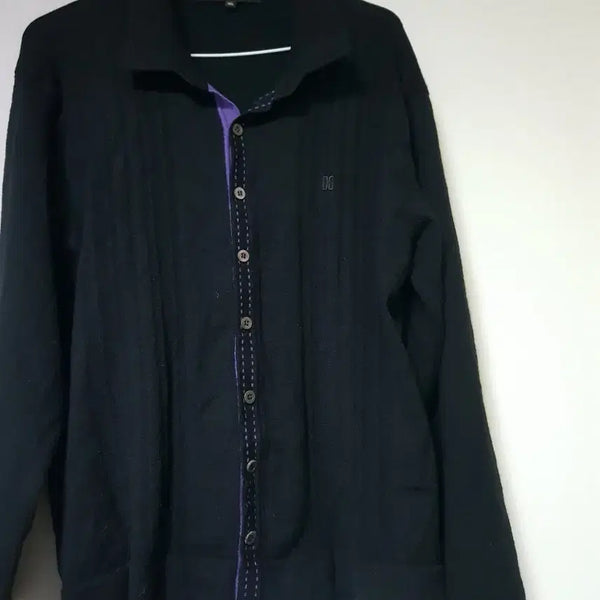 [BUNJANG] Daks Purple Trim Knit Sweater Size 105 / 깔끔한 디자인의 닥스 카라 니트예요사진에서 보이는 것처럼 보라색 배색과 단추 디테일이 멋스러워요105 사이즈로 넉넉하게 입으실 수 있어요