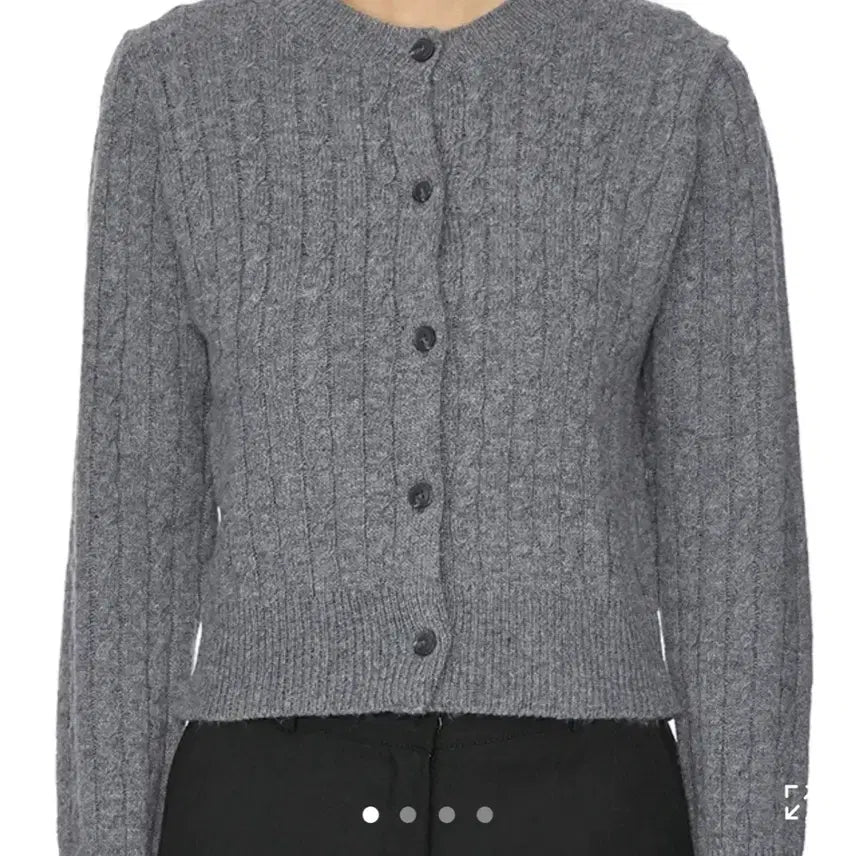 [BUNJANG] Fortena Cable Knit Cardigan Grey / 포르테나 케이블 니트 가디건 그레이