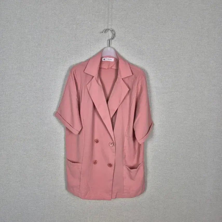 [BUNJANG] Pastel Pink Short-Sleeve Double-Button Blazer / (#77추천)파스텔핑크 반팔 자켓