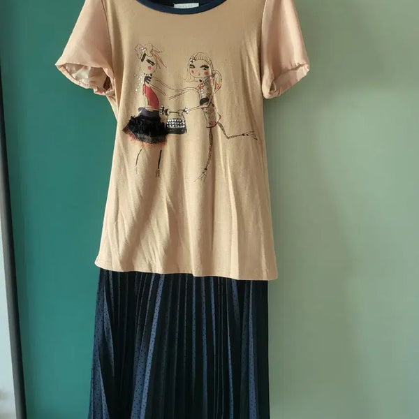 [BUNJANG] She's Miss Pleated Chiffon Skirt Dot Pattern / 쉬즈미스 주름 쉬폰 스커트/26-27인치 새상품