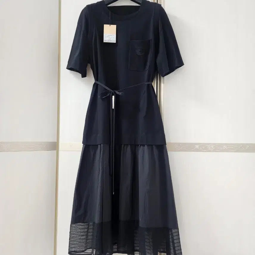 [BUNJANG] SJSJ Belted Textured Block Dress / 한섬 SJSJ 벨티드 텍스처 블록 드레스 원피스. 새상품