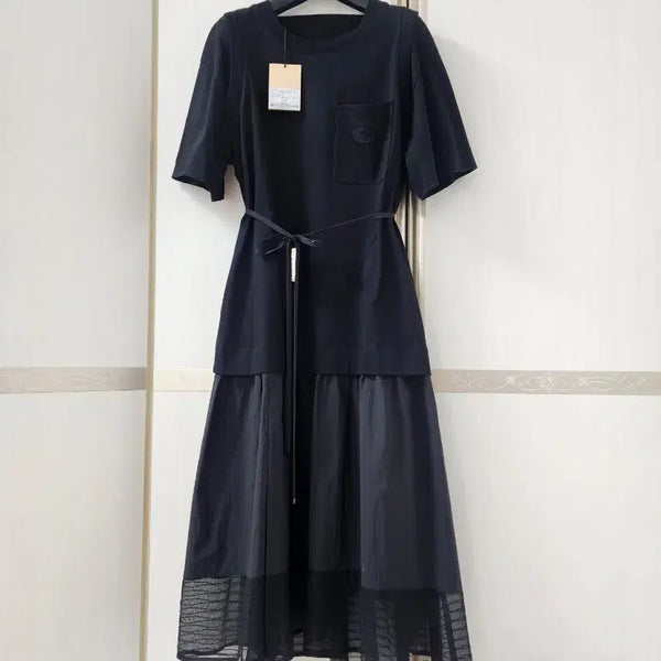 [BUNJANG] SJSJ Belted Textured Block Dress / 한섬 SJSJ 벨티드 텍스처 블록 드레스 원피스. 새상품