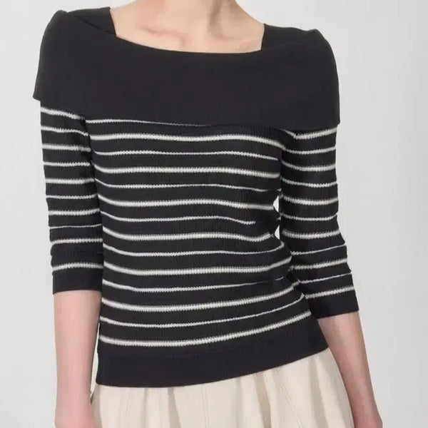 [BUNJANG] MINE Sailor Collar Striped Knit / 한섬 마인 MINE 세일러카라  니트 프리