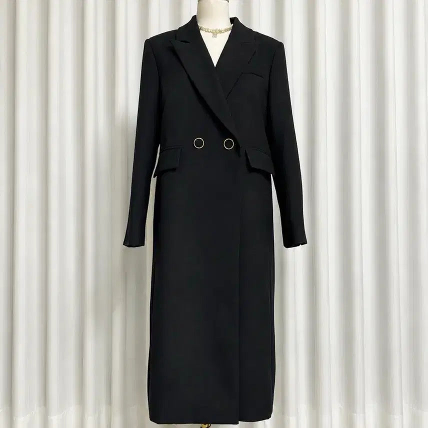 [BUNJANG] Dabagirl Tailored Black Long Coat Jacket with Gold Buttons / (상태좋음) 골드 투버튼 테일러드 블랙  롱코트 자켓 Free