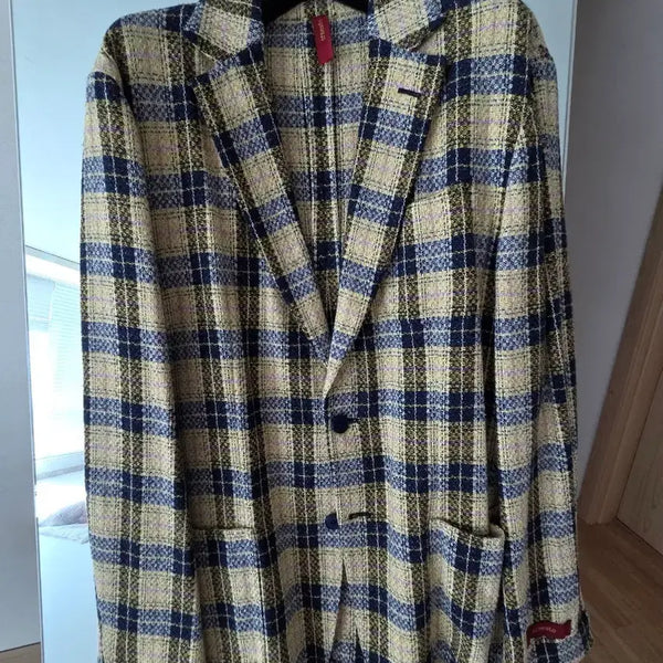 [BUNJANG] Ernesto Yellow/Navy Bouclé Check Single Jacket / 에르네르토 ss 자켓  판매합니다.