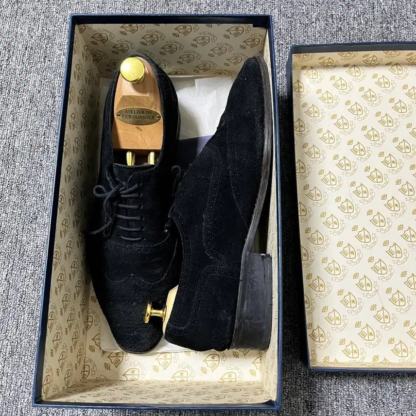 [BUNJANG] Men's Handmade Wingtip Suede Shoes Black / 남자 윙팁 수제화 블랙 스웨이드
