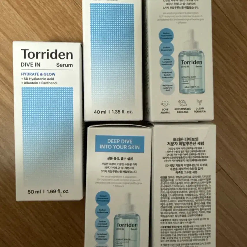 [BUNJANG] Torriden Dive-In Low Molecular Hyaluronic Acid Serum Set / 택포)토리든 다이브인 저분자 히알루론산 세럼 50ml 4개+40ml 1개