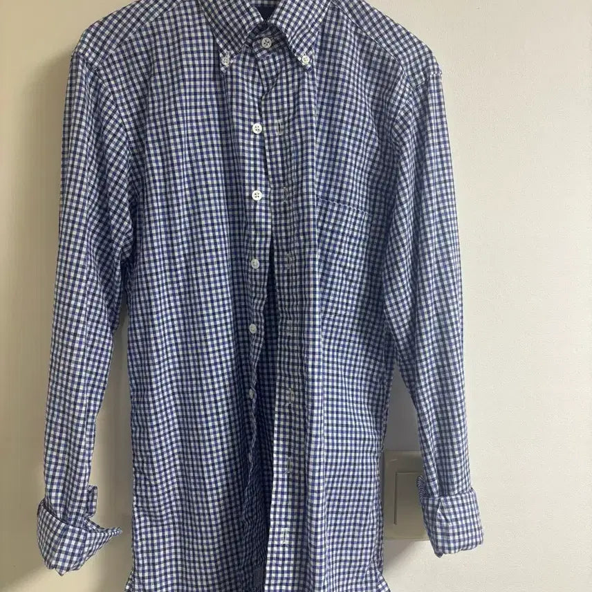 [BUNJANG] Drakes Gingham Check Linen Shirt / 드레익스 깅엄체크 린넨셔츠(15.5)