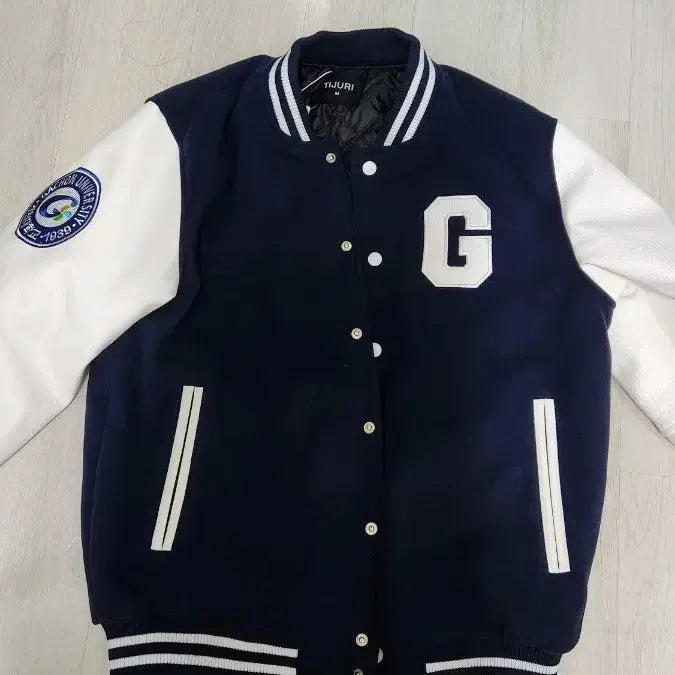[BUNJANG] Gachon University G-Logo Bomber Jacket - Navy/White (M) / 새상품) 가천대 학잠 학교잠바 점퍼