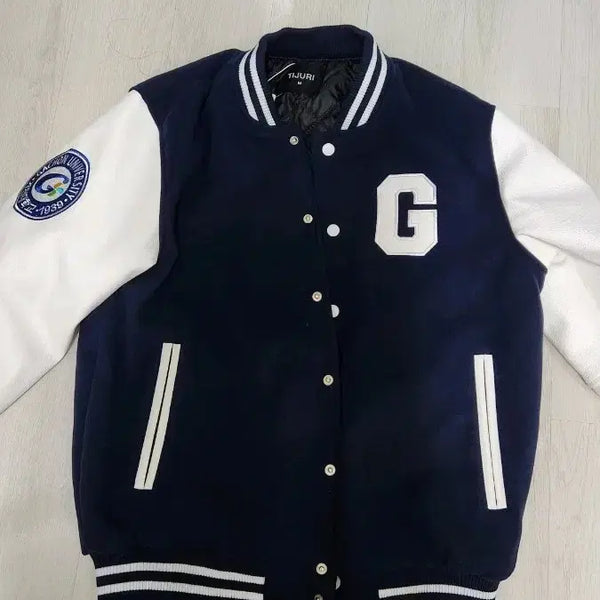 [BUNJANG] Gachon University G-Logo Bomber Jacket - Navy/White (M) / 새상품) 가천대 학잠 학교잠바 점퍼