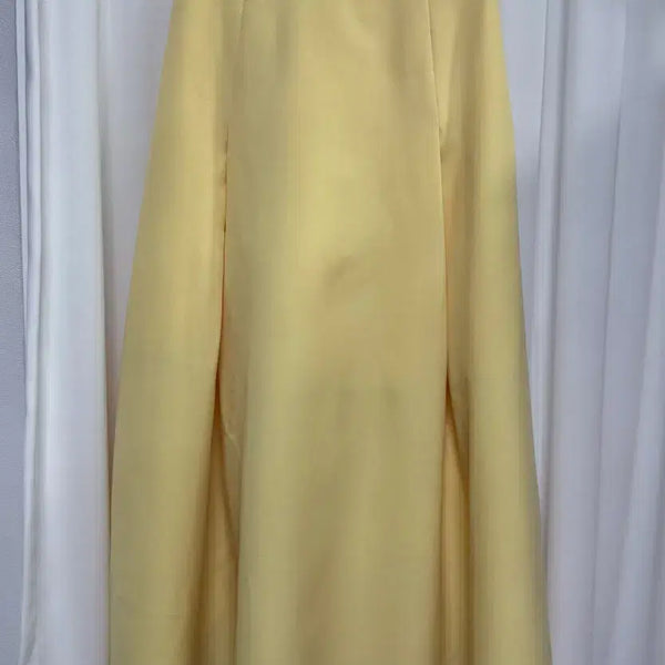[BUNJANG] Yellow Pinched Flare Long Skirt / 옐로우 핀턱 플레어 롱 스커트