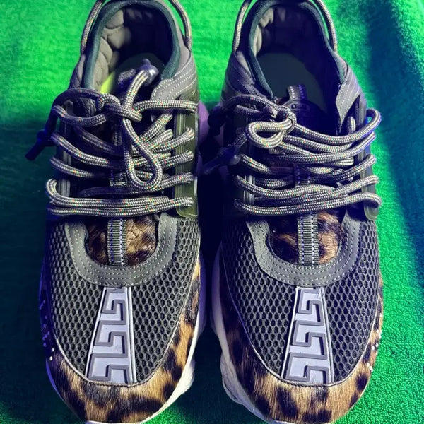 [BUNJANG] Versace Chain Reaction Leopard Sneakers / 42 베르사체 체인리액션 레오파드 스니커즈