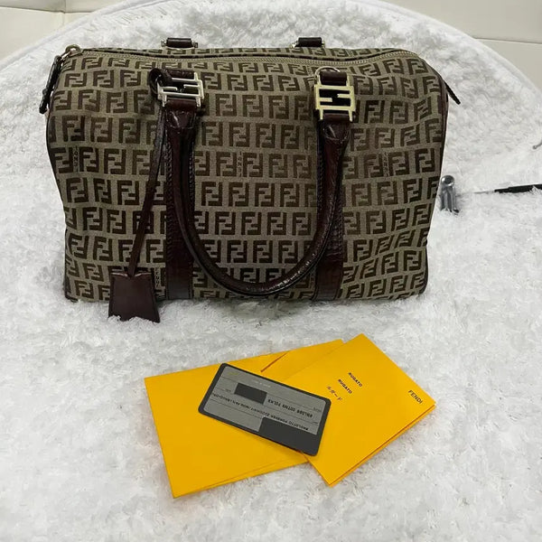 [BUNJANG] Fendi Zucca Boston Tote Bag / 펜디 Fendi 쥬카 보스톤 토트백