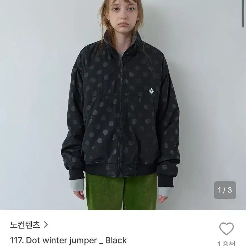[BUNJANG] No Contents 117 Dot Winter Jumper Black / 노컨텐츠 117 도트 윈터 점퍼 블랙