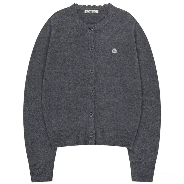 [BUNJANG] COYSEIO Flower Button Cardigan - Grey / COYSEIO FLOWER BUTTON CARDIGAN GREY