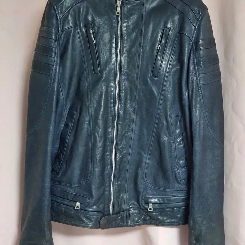 [BUNJANG] Men's Slim Fit Lambskin Rider Jacket / 남성 가죽 라이더 자켓 100