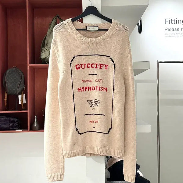 [BUNJANG] Gucci Beige Gucci Pyi Hypnotism Printing Knit / 구찌 베이지 구찌파이 하이프노티즘 프린팅 니트
