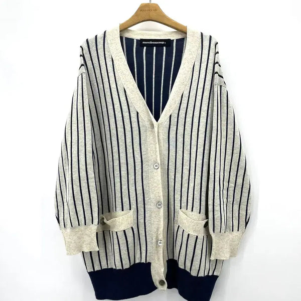 [BUNJANG] Mercibeaucoup Striped Oversized Fit Cardigan / [mercibeaucoup] 메르시보쿠 스트라이프 오버핏 가디건